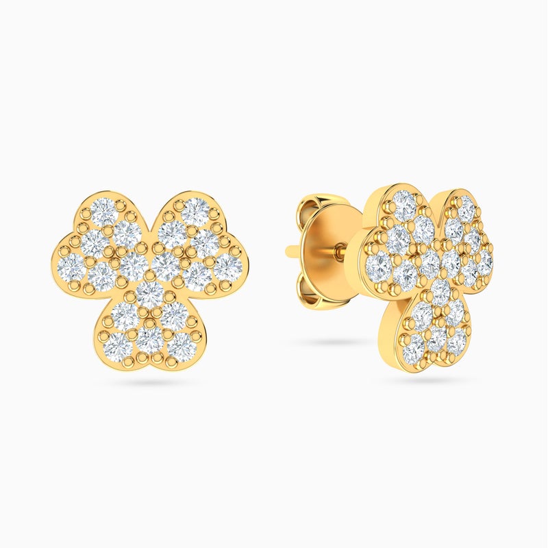 lazurde Flower Cubic Zirconia Stud Earrings in 18K Gold - Image 3